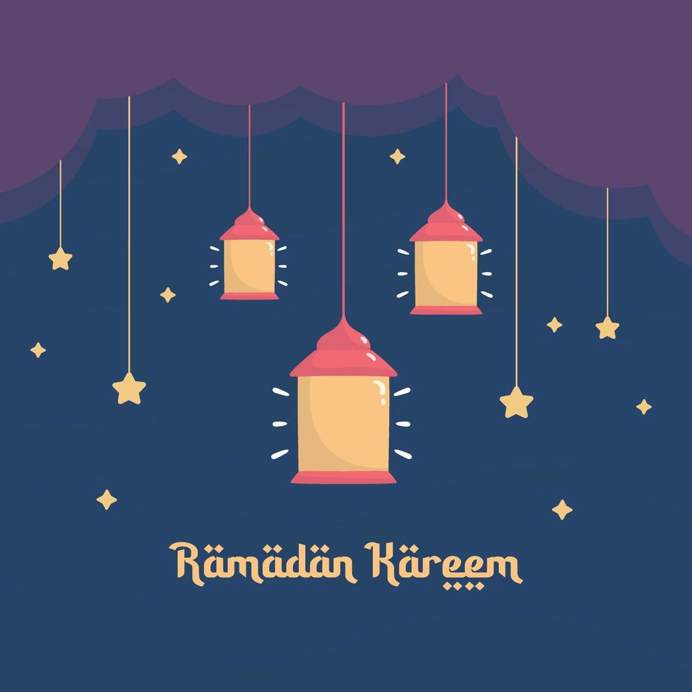 ramadan kareem illustration med stjärna och lykta koncept. platt design tecknad stil vektor