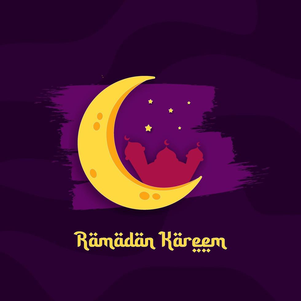 ramadan kareem illustration mit halbmond und moscheekonzept. Cartoon-Stil im flachen Design vektor