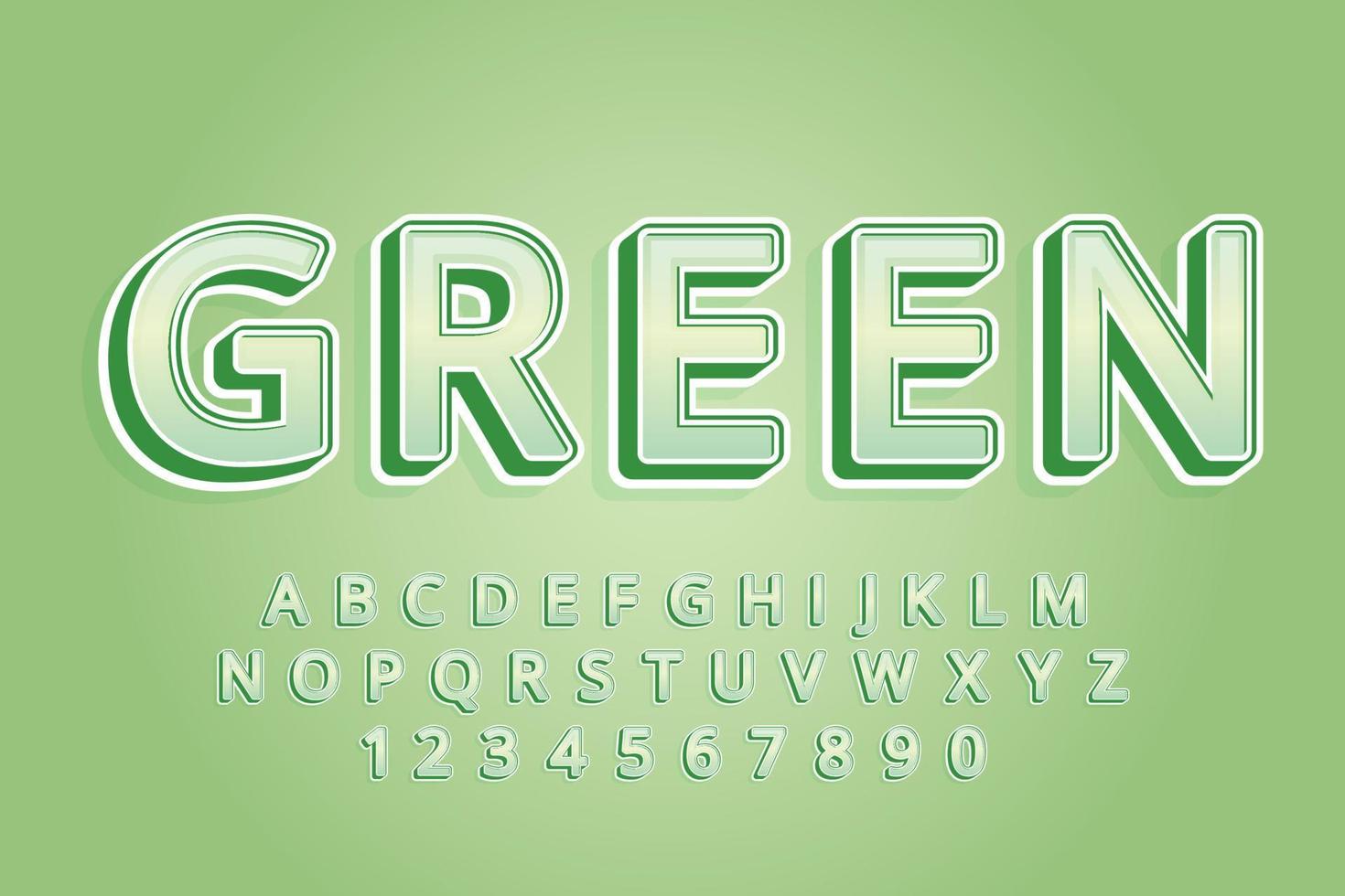 dekorativa gröna teckensnitt och alfabetet vektor