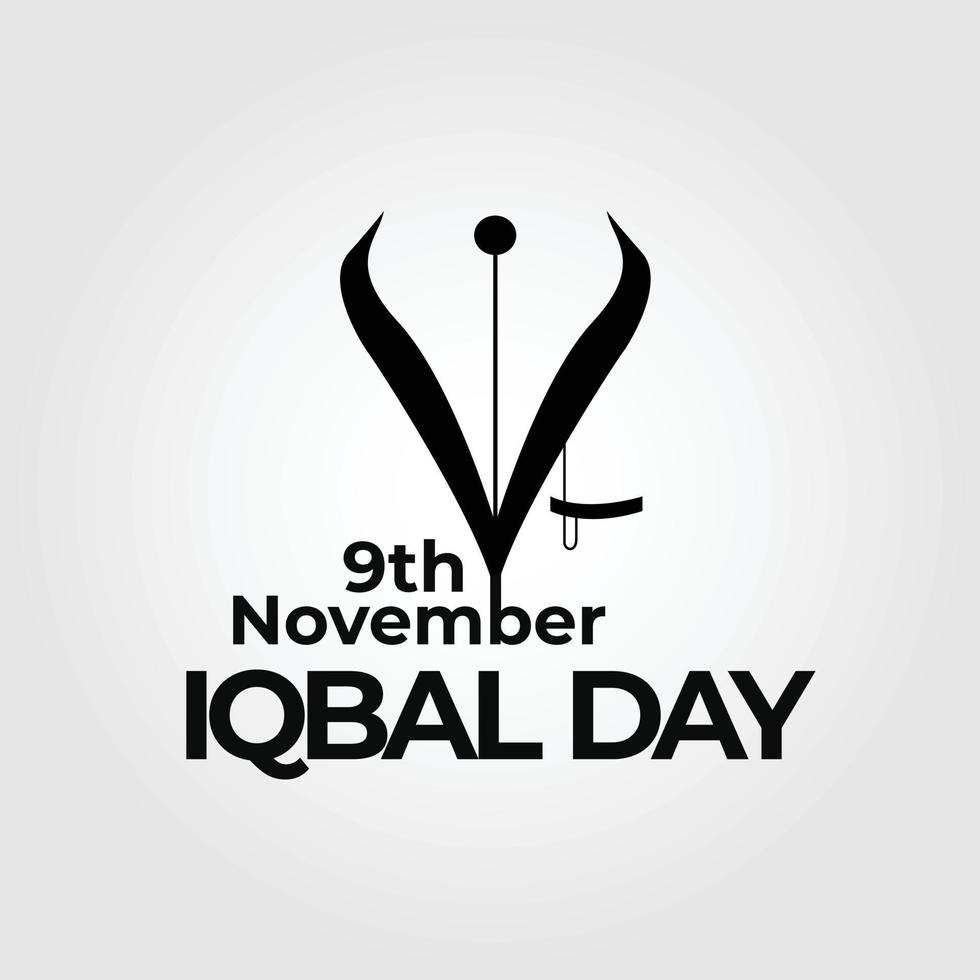 9 november iqbal dag med pennnål i svart färg vektor