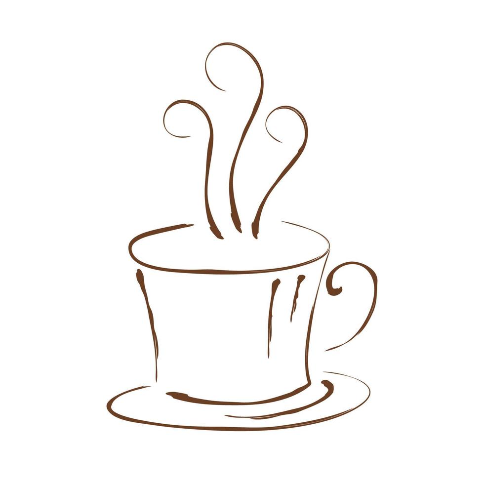künstlerische Vektorikone der Kaffeebürstenlinie Kunst mit weißem Hintergrund vektor