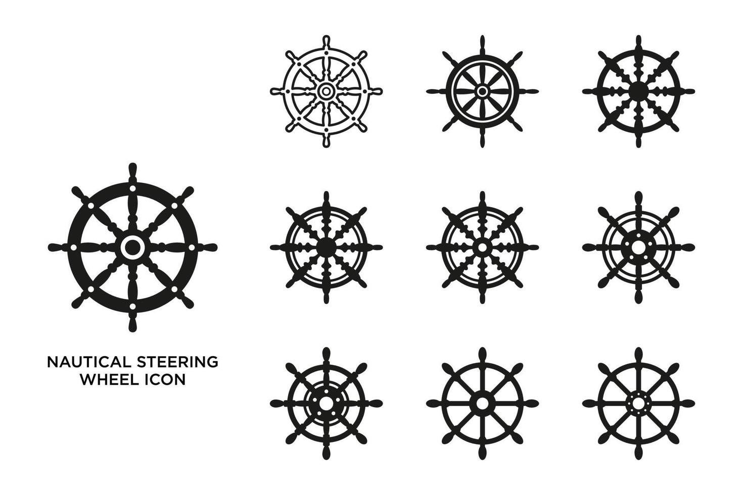 nautiska styr ikonuppsättning vektor formgivningsmall enkel och ren