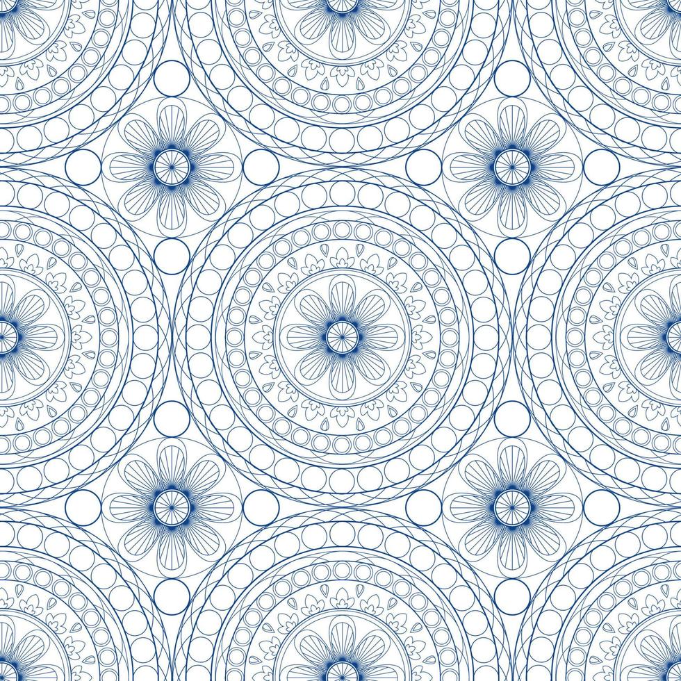 Mandala Musterdesign Vektor. ein symmetrisches rundes blaues Ornament. ethnische Auslosung vektor