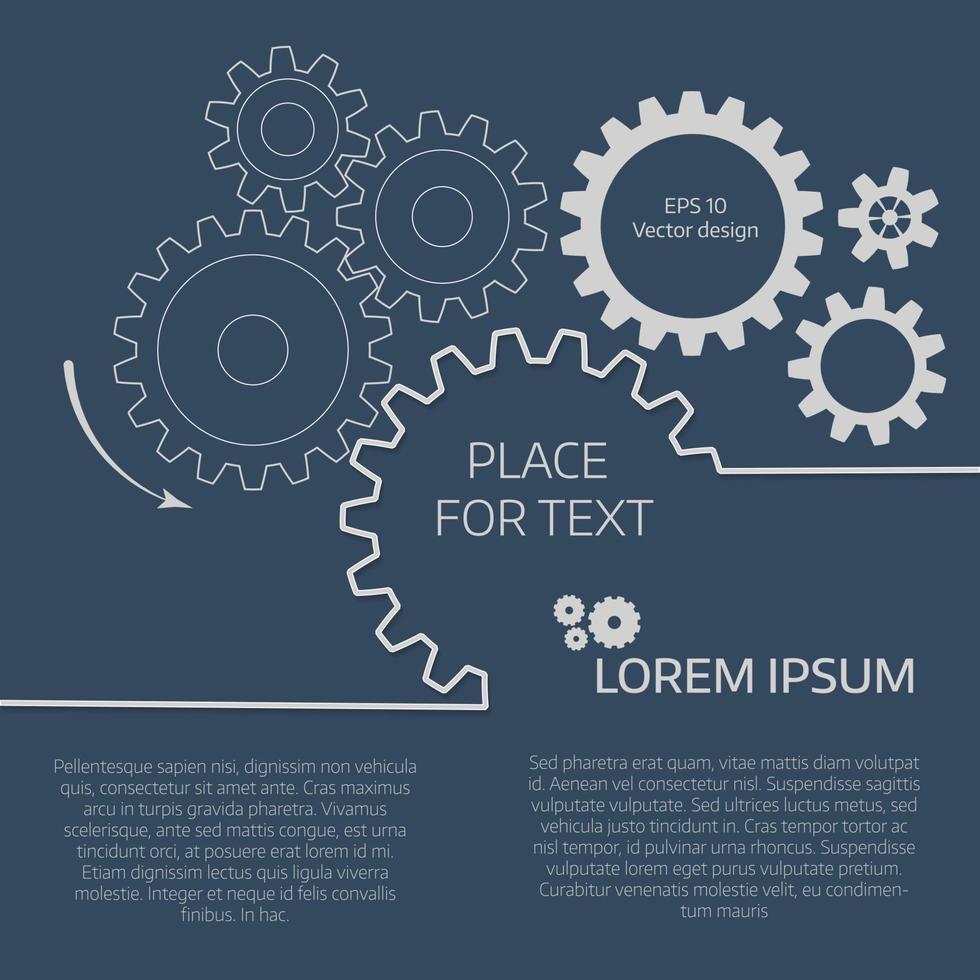 vektor illustration av kugghjul med på den grå bakgrunden. infographic vektor mall