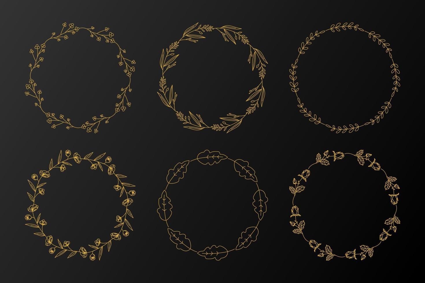 gyllene cirkel blommig ram samling vektor