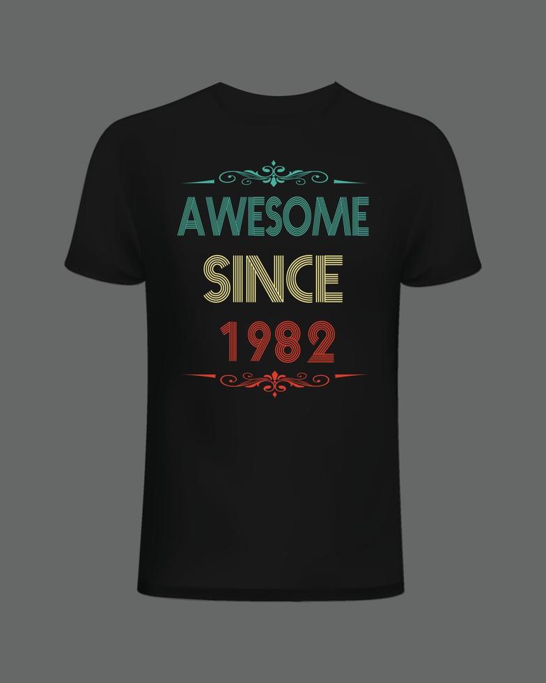 genial seit 1982 .vintage geburtstag t-shirt design. vektor