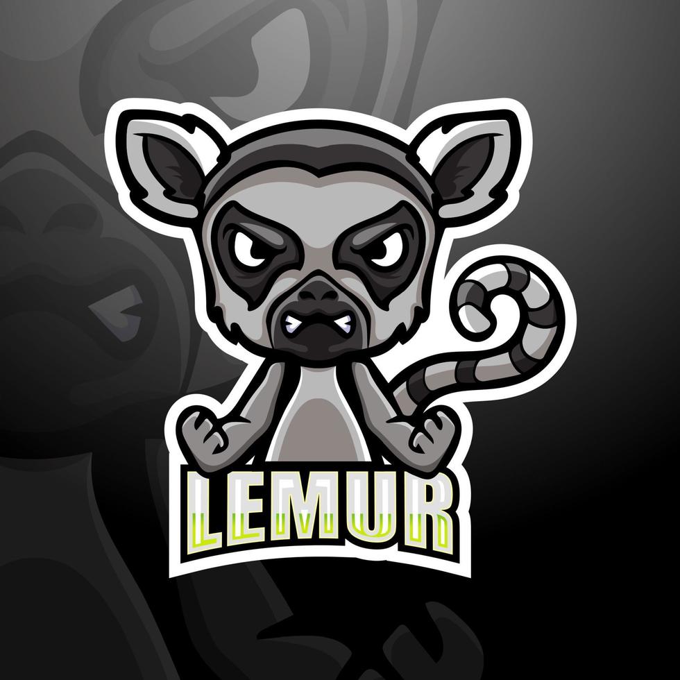 lemur-maskottchen-esport-logo-design vektor