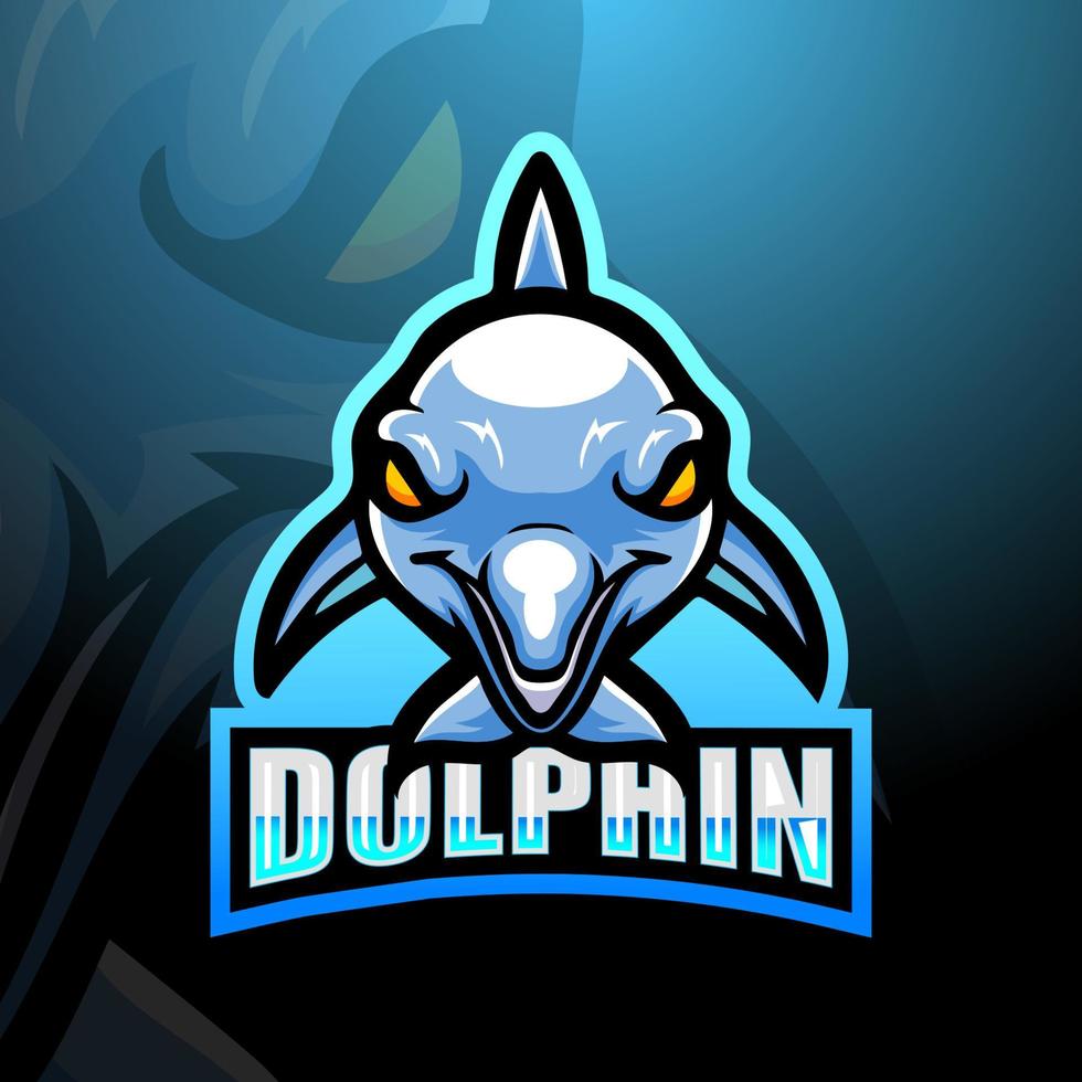 Delphin-Maskottchen-Esport-Logo-Design vektor