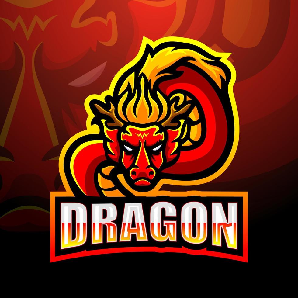 Drachen-Maskottchen-Esport-Logo-Design vektor