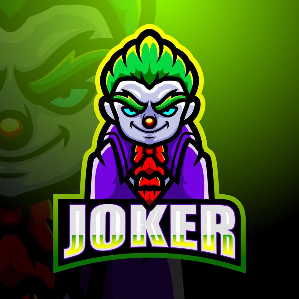 Joker-Maskottchen-Esport-Logo-Design vektor