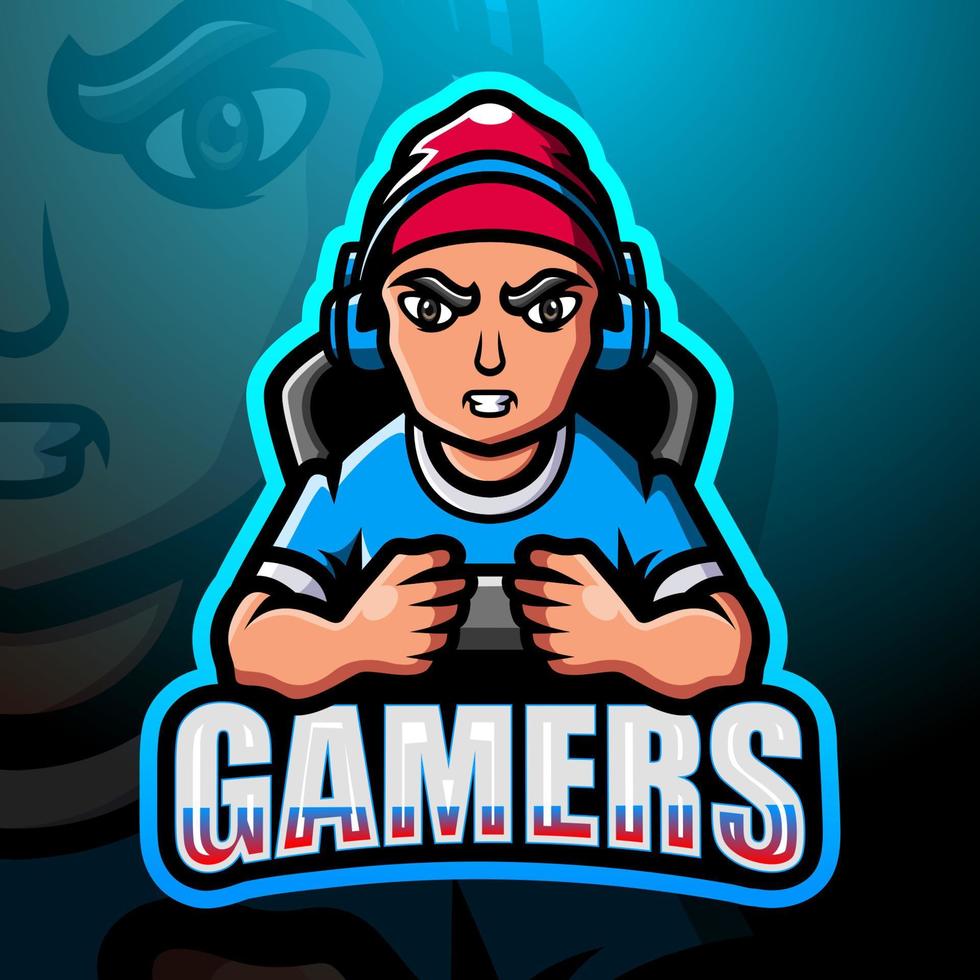 gamer boy maskottchen esport logo design vektor