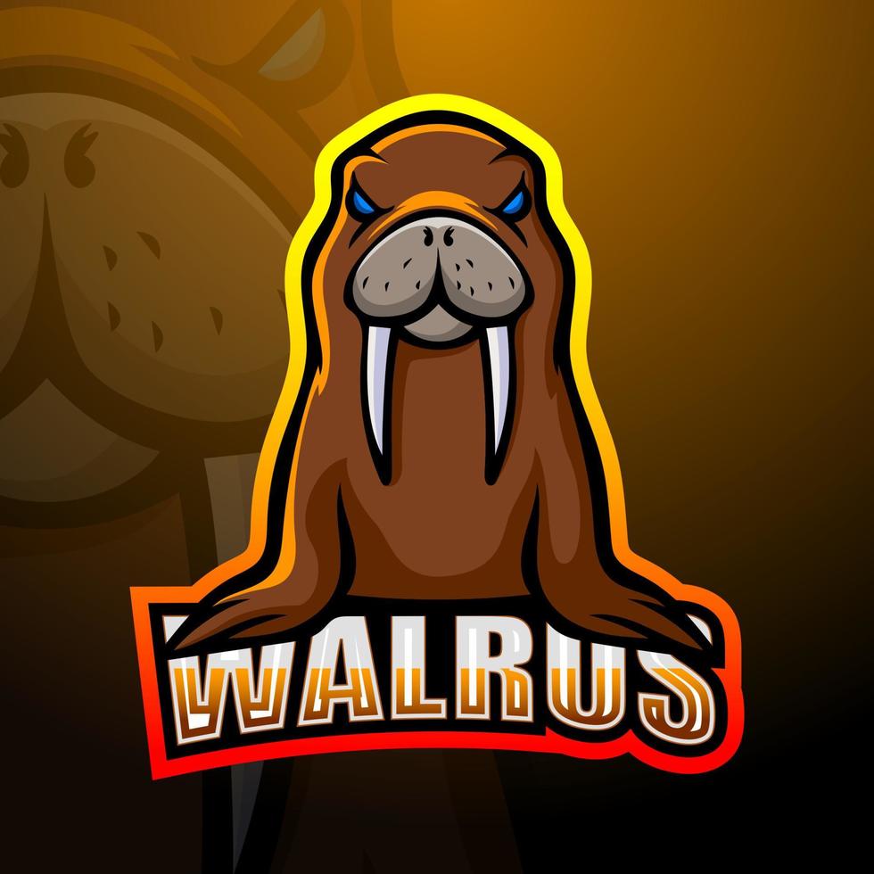 walross-maskottchen-esport-logo-design vektor