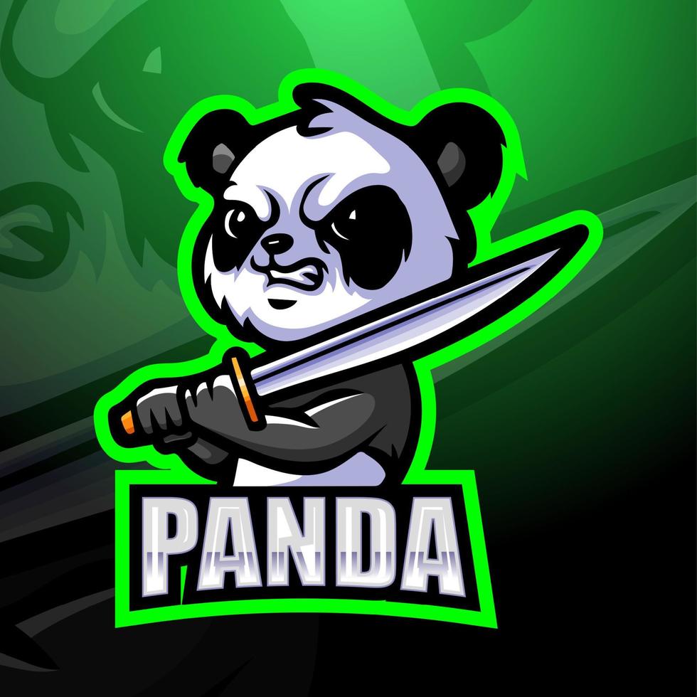 samurai panda maskottchen esport logo design vektor