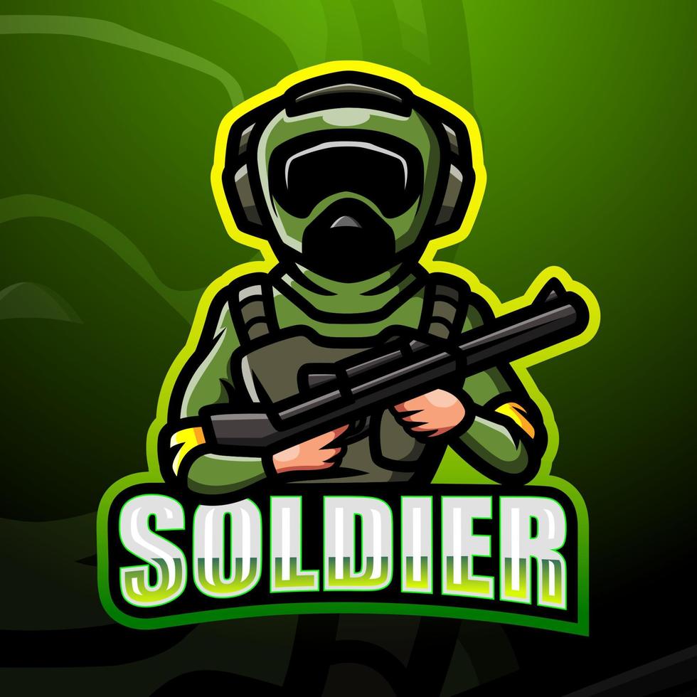 soldatenmaskottchen esport logo design vektor
