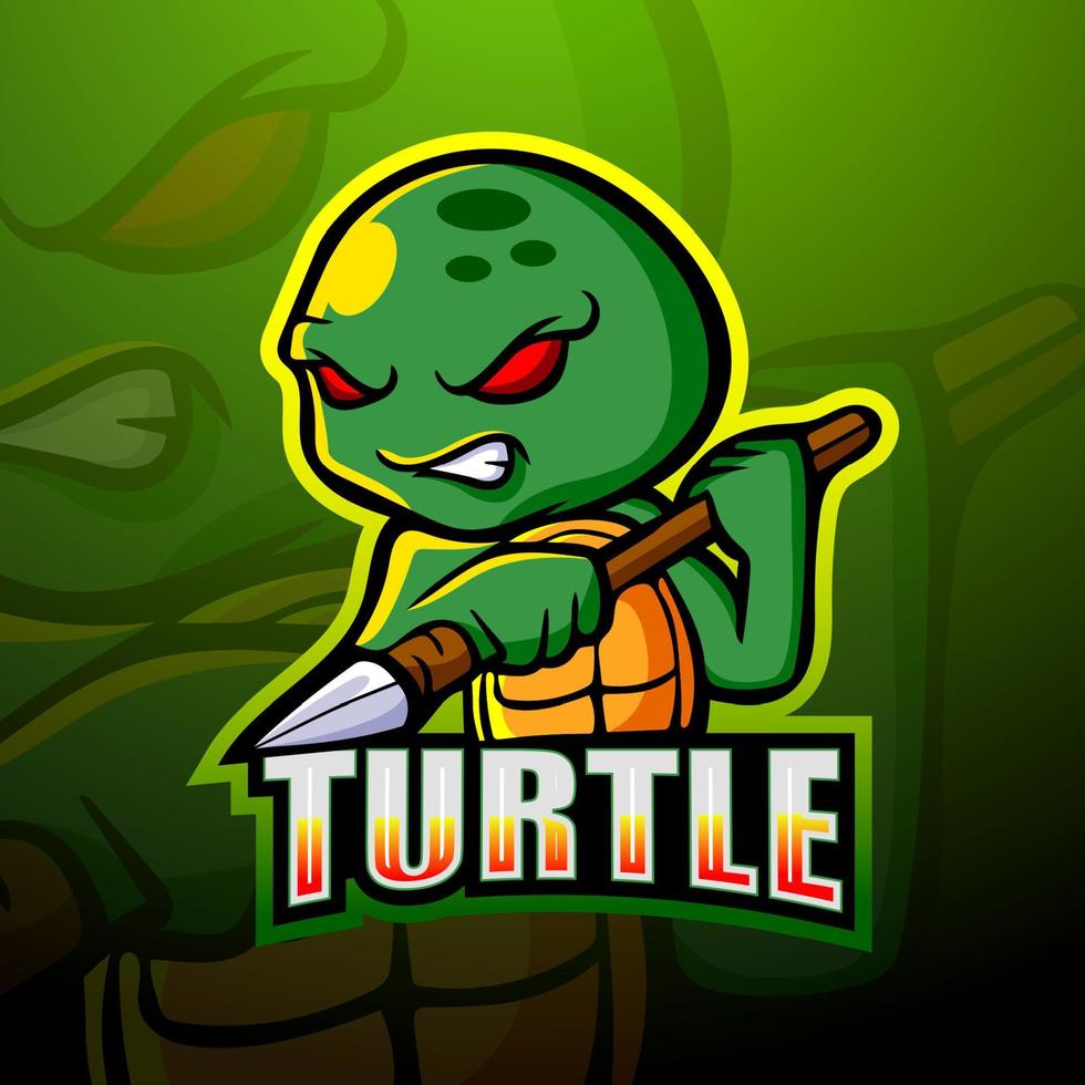 turtle maskot esport logo design vektor