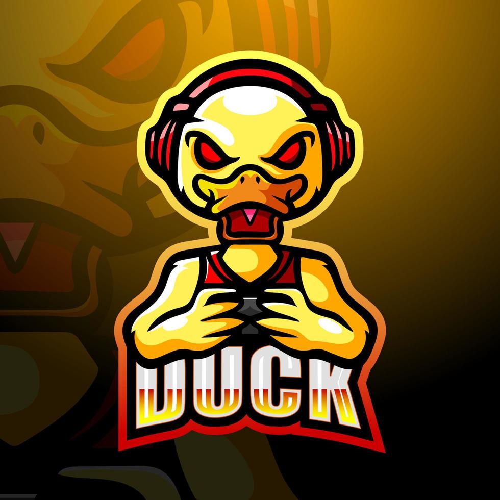 Duck gaming maskot esport logotypdesign vektor