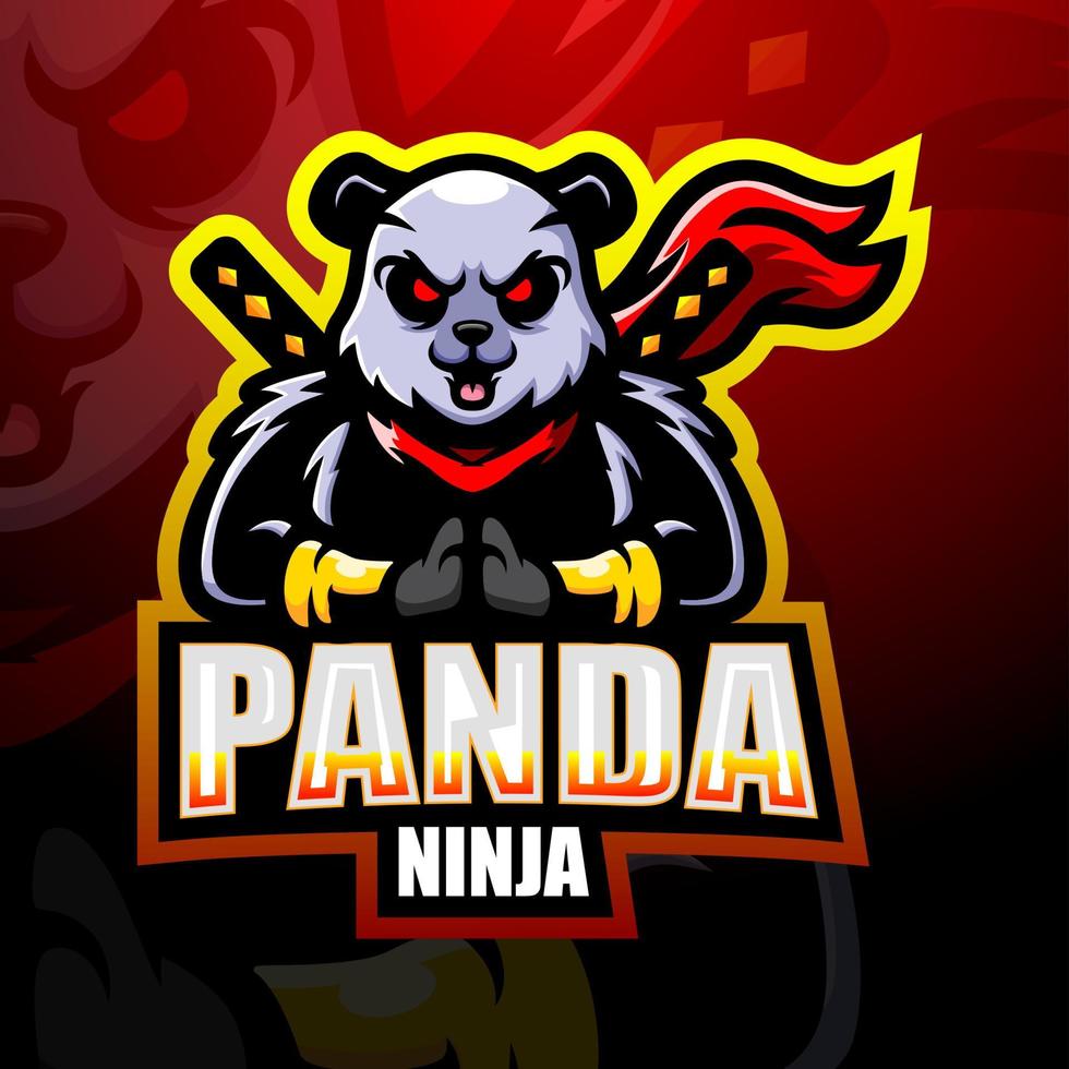 ninja panda maskot esport logotypdesign vektor