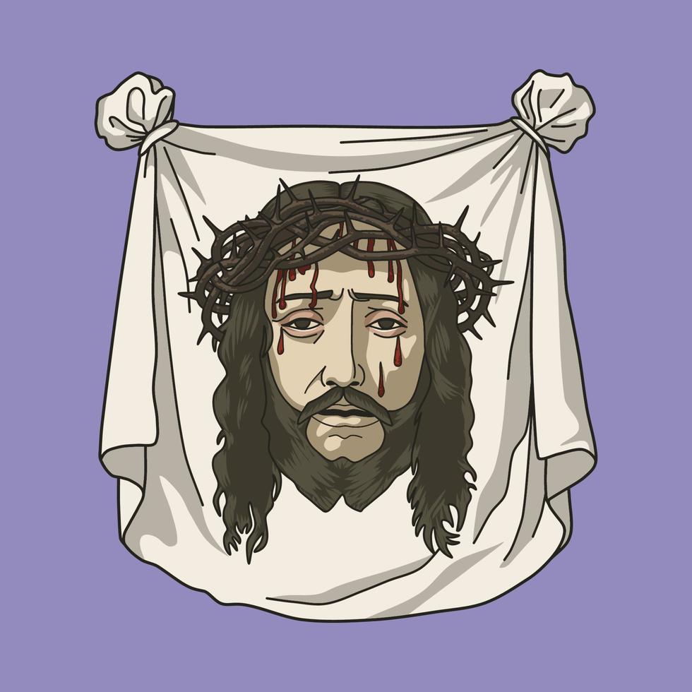 heiliges heiliges gesicht von jesus farbige vektorillustration vektor