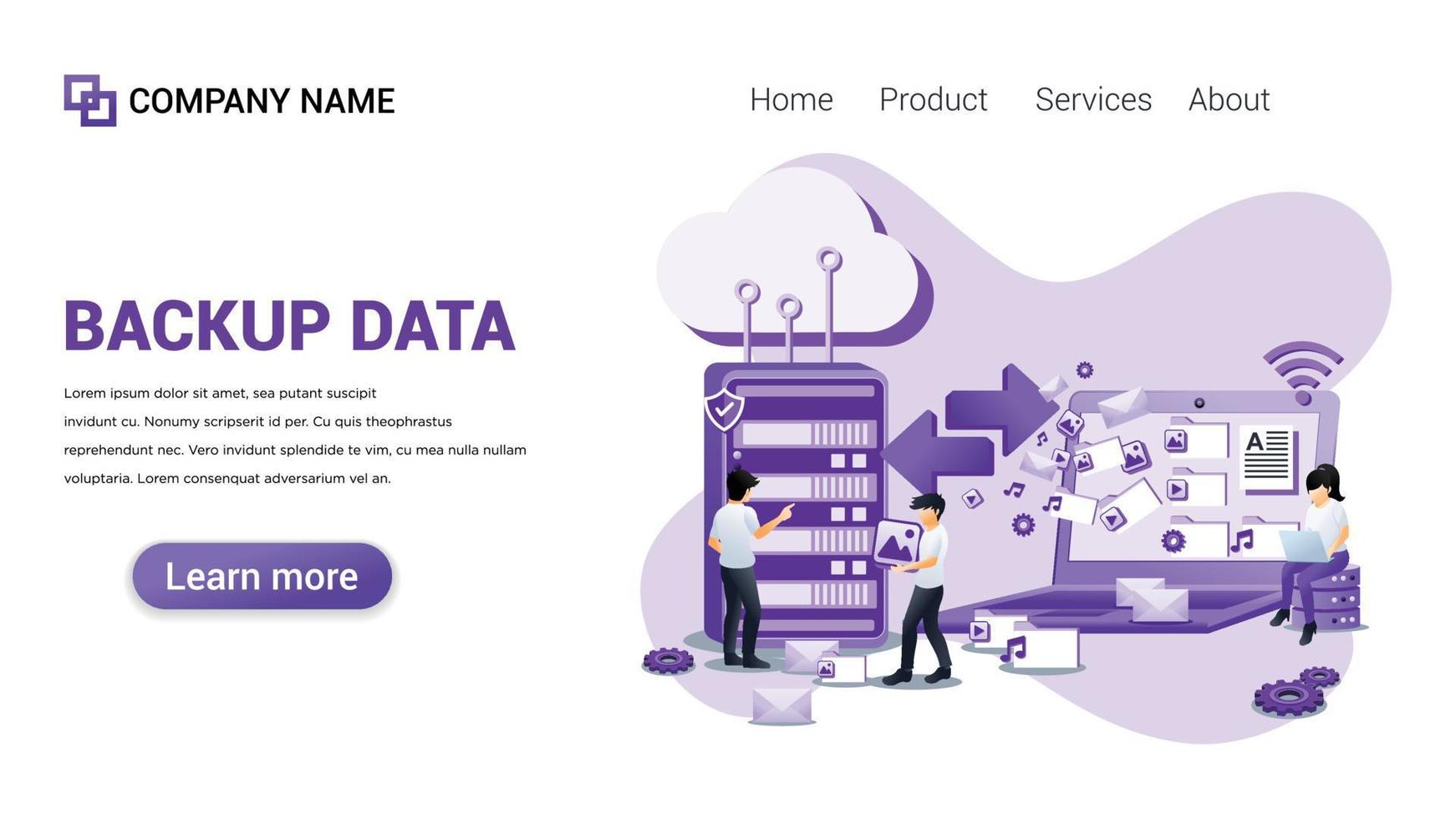 backup data illustration för webben, webbgränssnitt, webbplats, webb grafisk mall vektor fullt redigerbar design