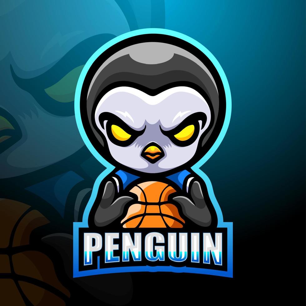 basket pingvin maskot esport logotyp design vektor