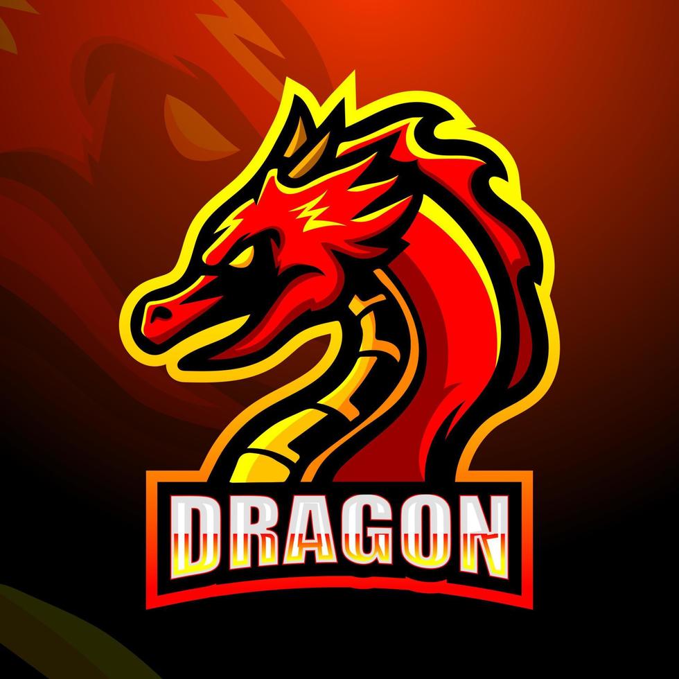 Drachen-Maskottchen-Esport-Logo-Design vektor