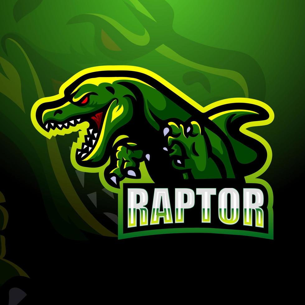 raptor-maskottchen-esport-logo-design vektor