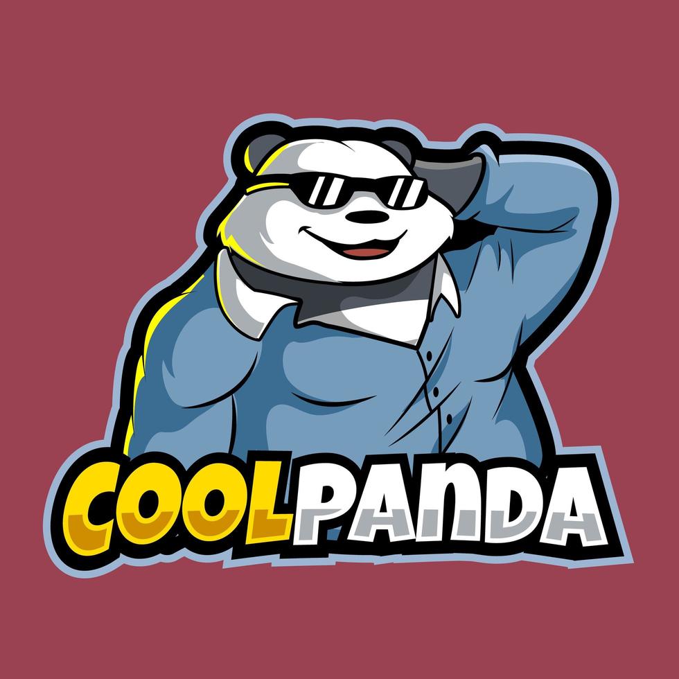 cool panda maskot logotyp illustration vektor