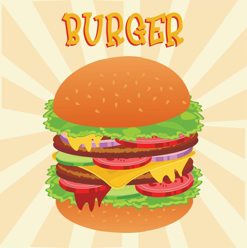 Burger auf weißem Hintergrund vektor