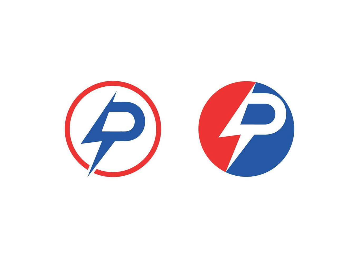 p set initial modern unik logotyp design vektor ikon mall