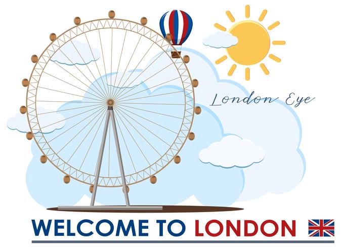 England London Eye Travel Landmärke vektor