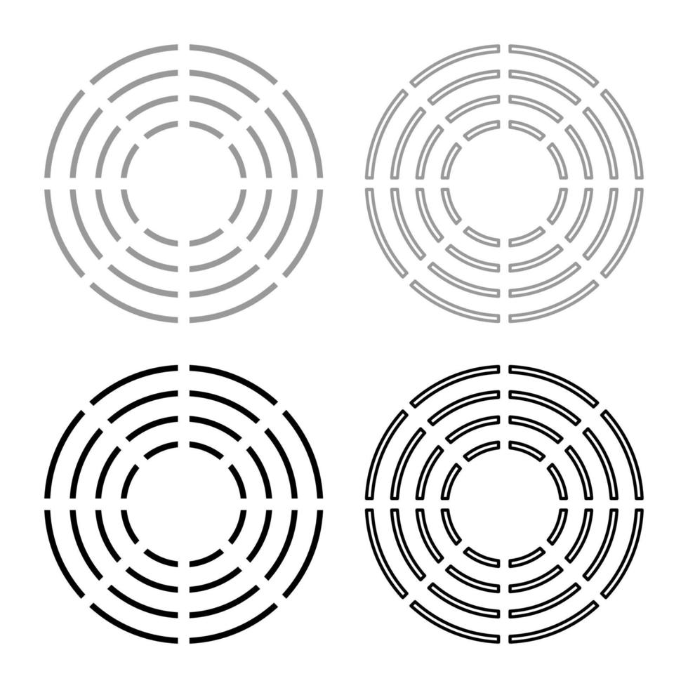 keramisk värmare symbol typ matlagning ytor skylt redskap destination panel ikon kontur set svart grå färg vektor illustration platt stil bild