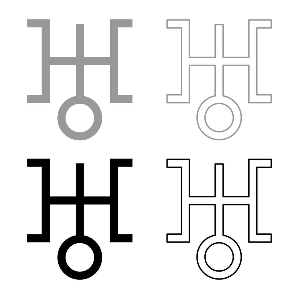 symbol uranus ikon disposition uppsättning svart grå färg vektor illustration platt stil bild