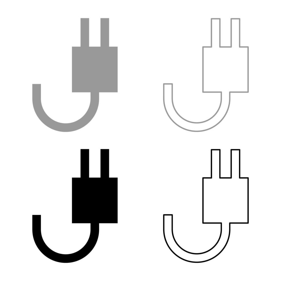 elektrisk gaffel med tråd som ikon grå svart färg vektor illustration platt stil bild