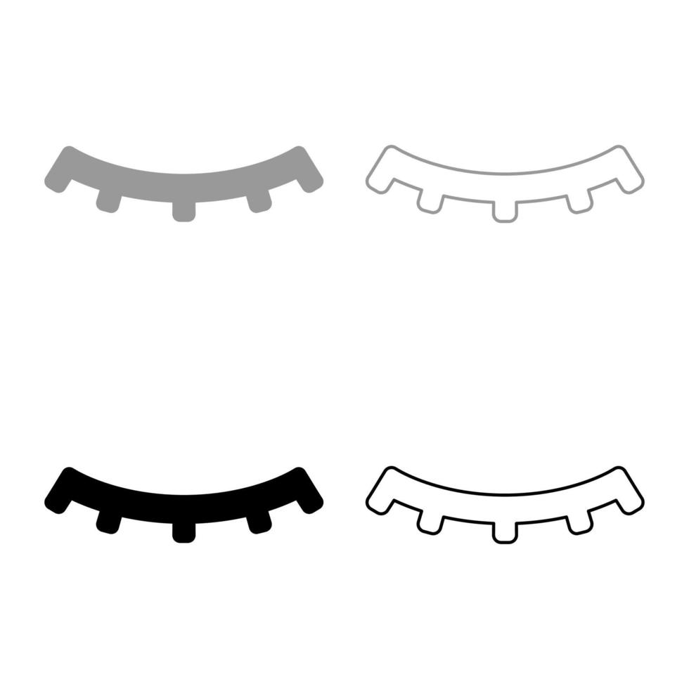ögonfransförlängning effekt mascara set ikon grå svart färg vektor illustration bild platt stil solid fyllning kontur kontur linje tunn