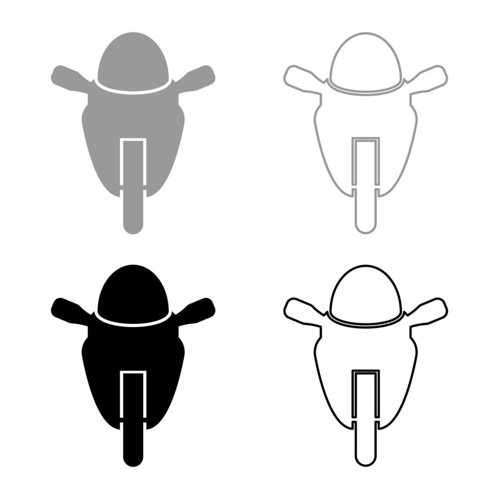 motorcykel sport typ ras klass ikon disposition uppsättning svart grå färg vektor illustration platt stil bild