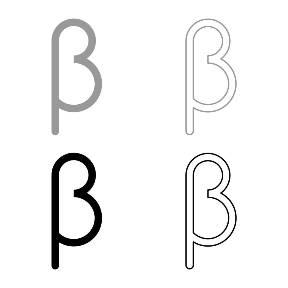 beta grekisk symbol liten bokstav gemener teckensnitt ikon disposition uppsättning svart grå färg vektor illustration platt stil bild