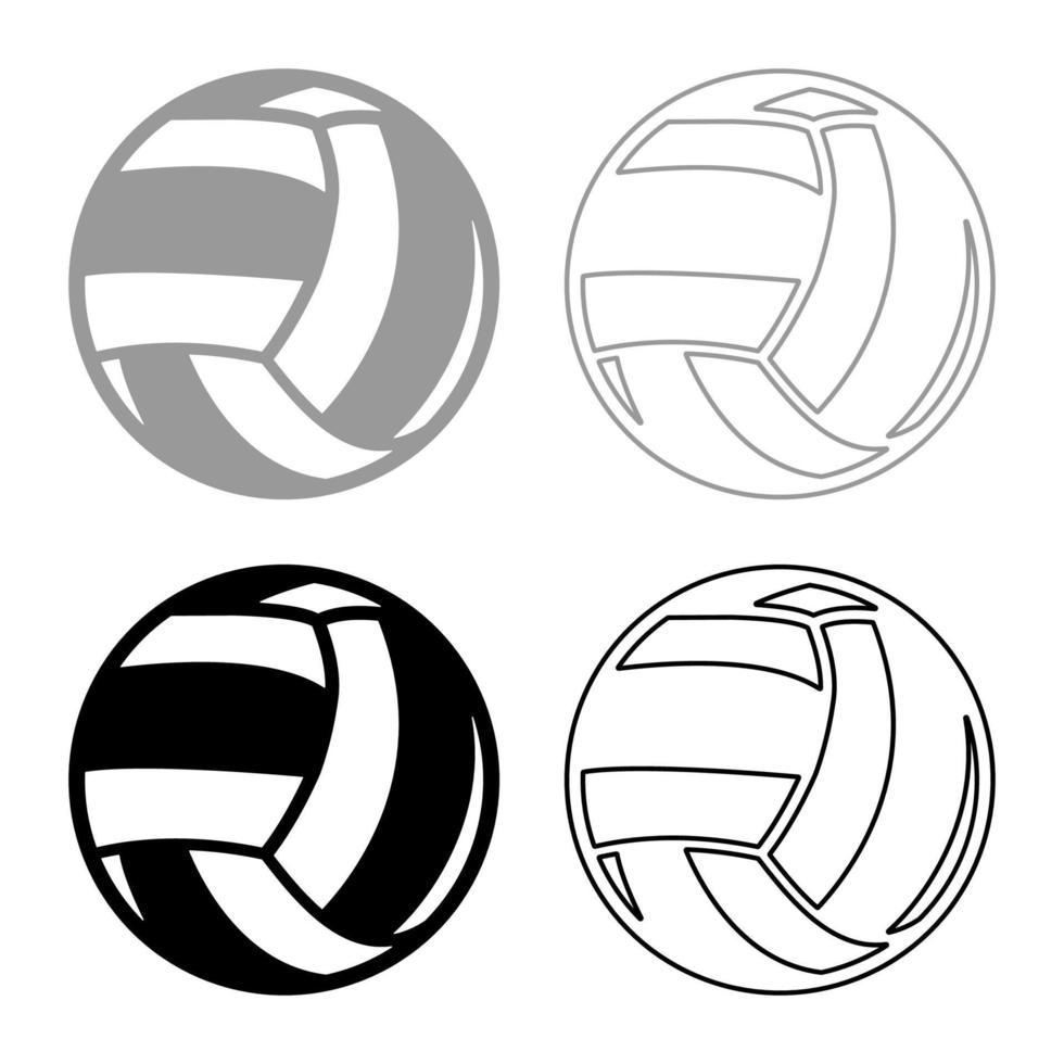 volleyboll boll sportutrustning set ikon grå svart färg vektor illustration bild platt stil fast fyllning kontur kontur linje tunn