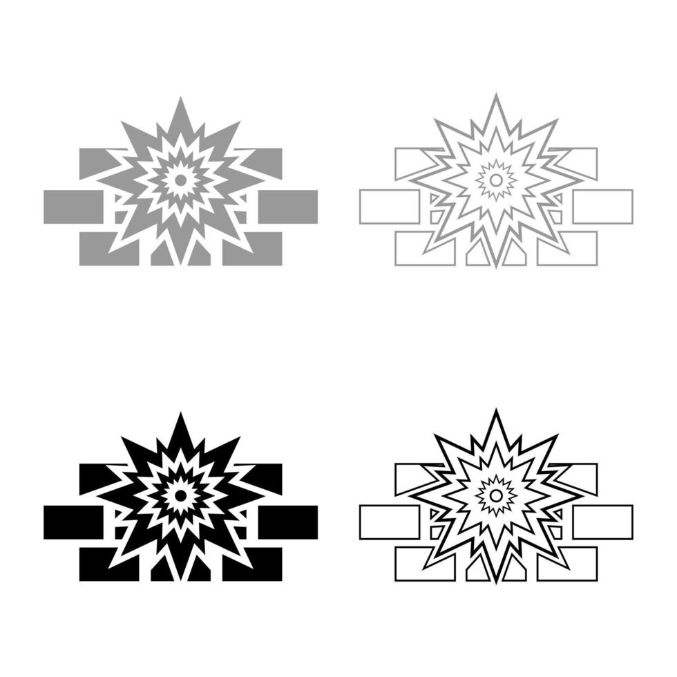 explosion tegelvägg ikon disposition uppsättning svart grå färg vektor illustration platt stil bild