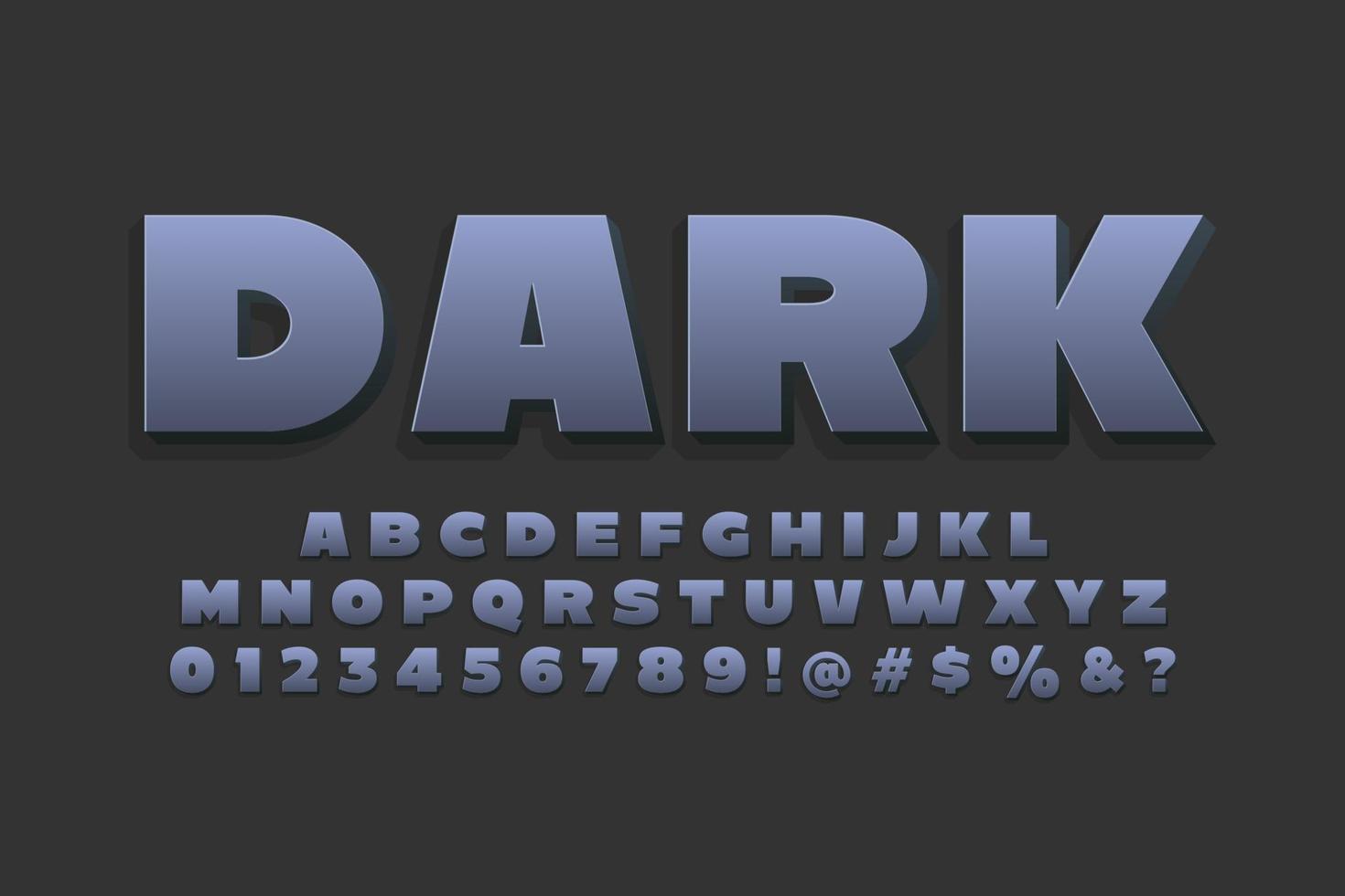 mörk 3d alfabet design vektor