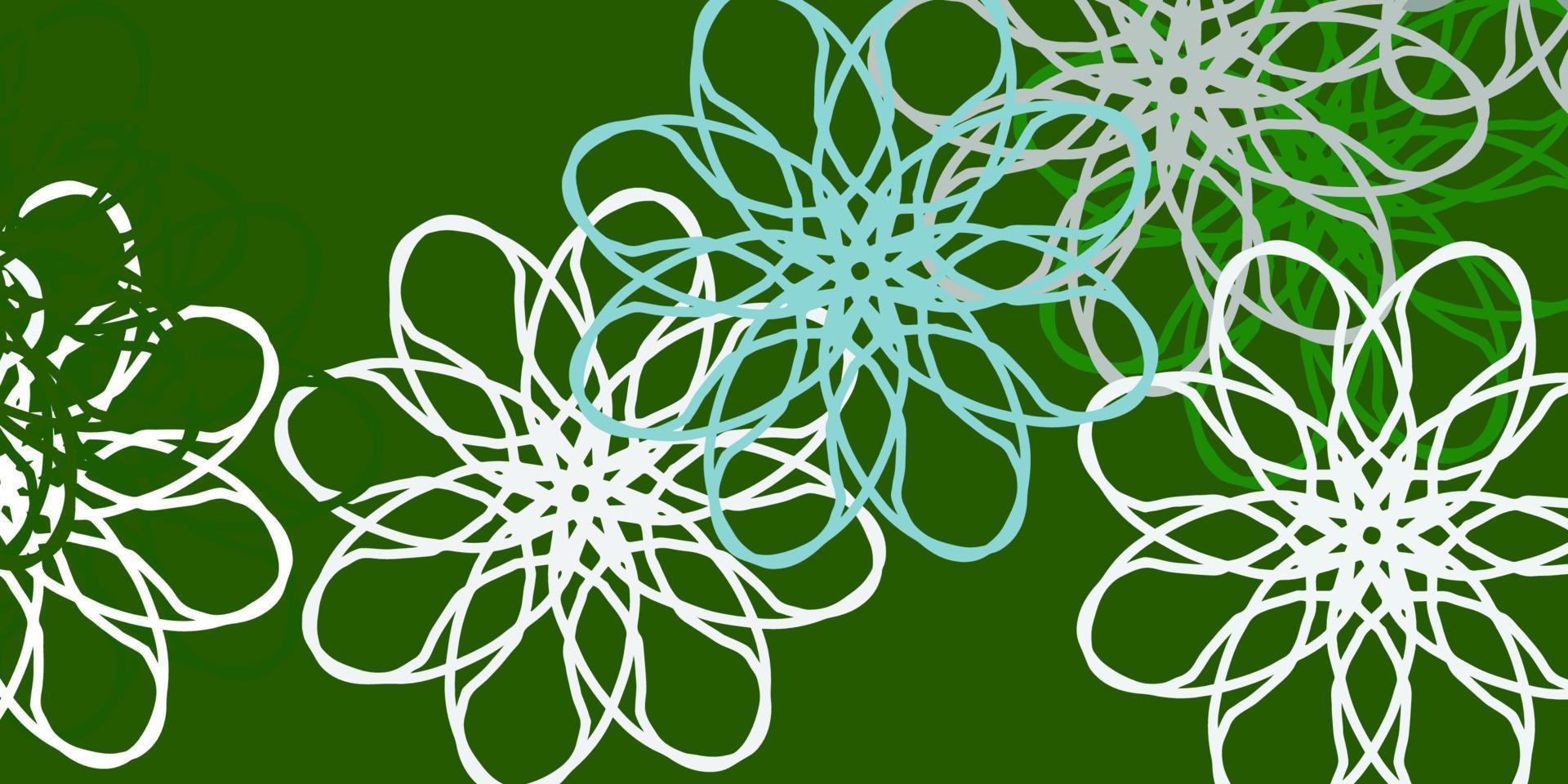 ljusgrön vektor doodle bakgrund med blommor.