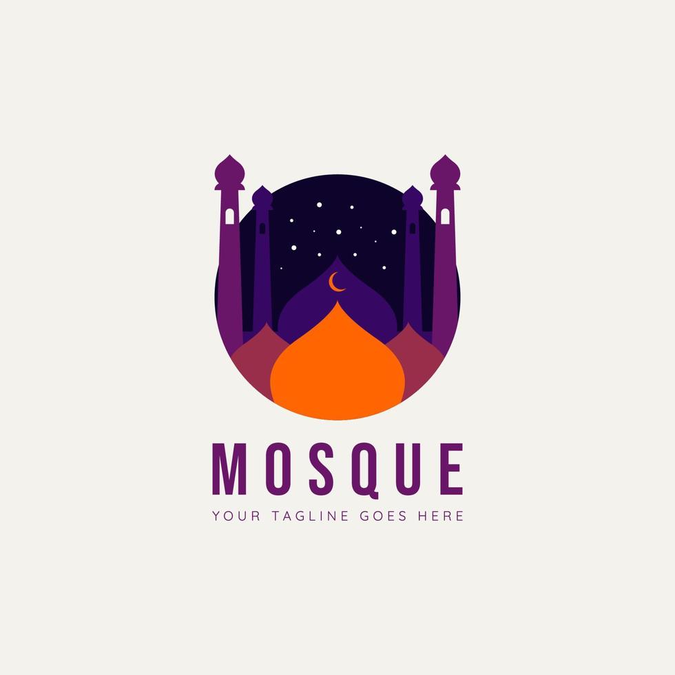 islamisk moské platt logotyp minimalistisk ikondesign vektor