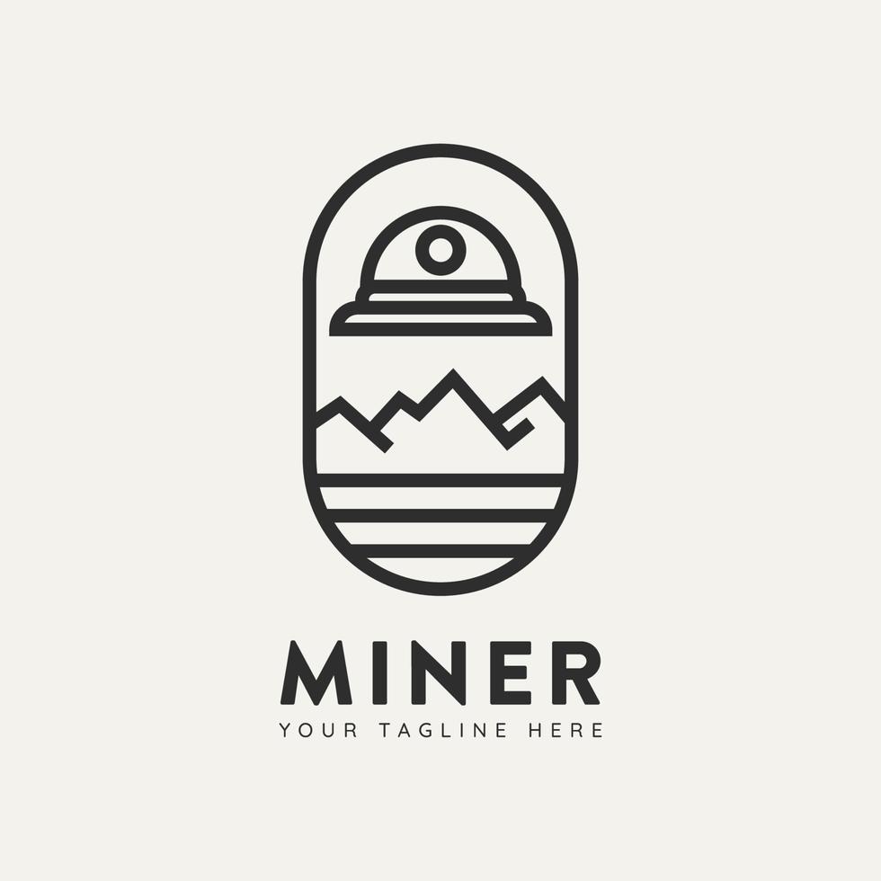 gruvarbetare minimalistisk linjekonst logotyp märke ikon design vektor