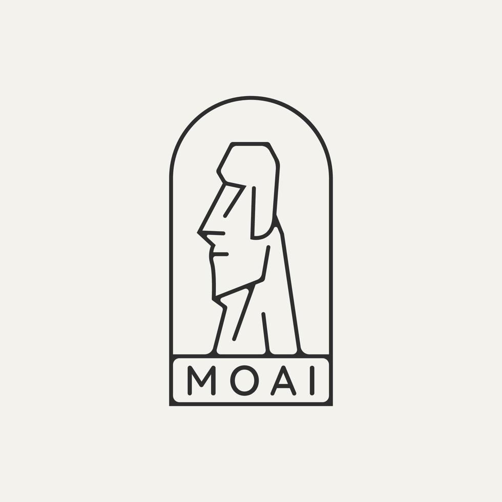 moai skulptur emblem minimalistisches line art logo vektor