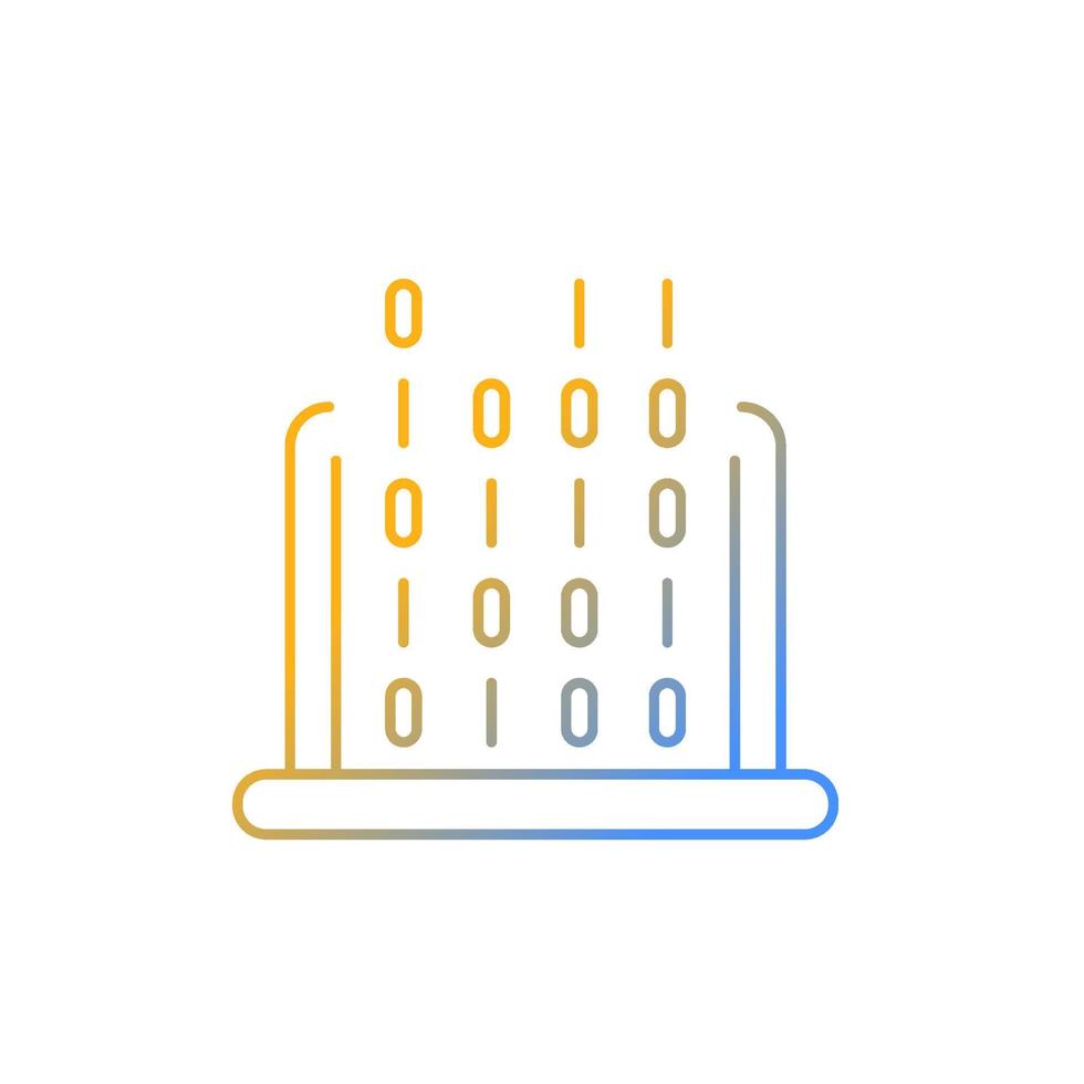 it Gradient lineares Vektorsymbol. Programmierunterricht in Schulen, Universitäten. Computerhardware, Studium von Betriebssystemen. dünne Linie Farbsymbol. Piktogramm im modernen Stil. Vektor isoliert Umrisszeichnung