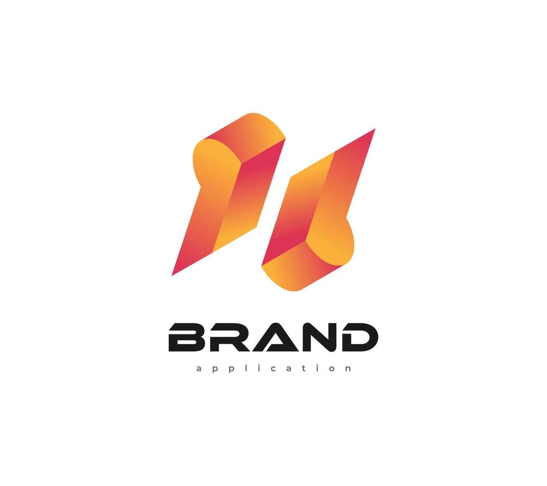 modernes und abstraktes initiales p- und b-logo-design mit 3d-stil in orangefarbenem verlauf. pb-Logo-Design für Geschäftsidentität vektor