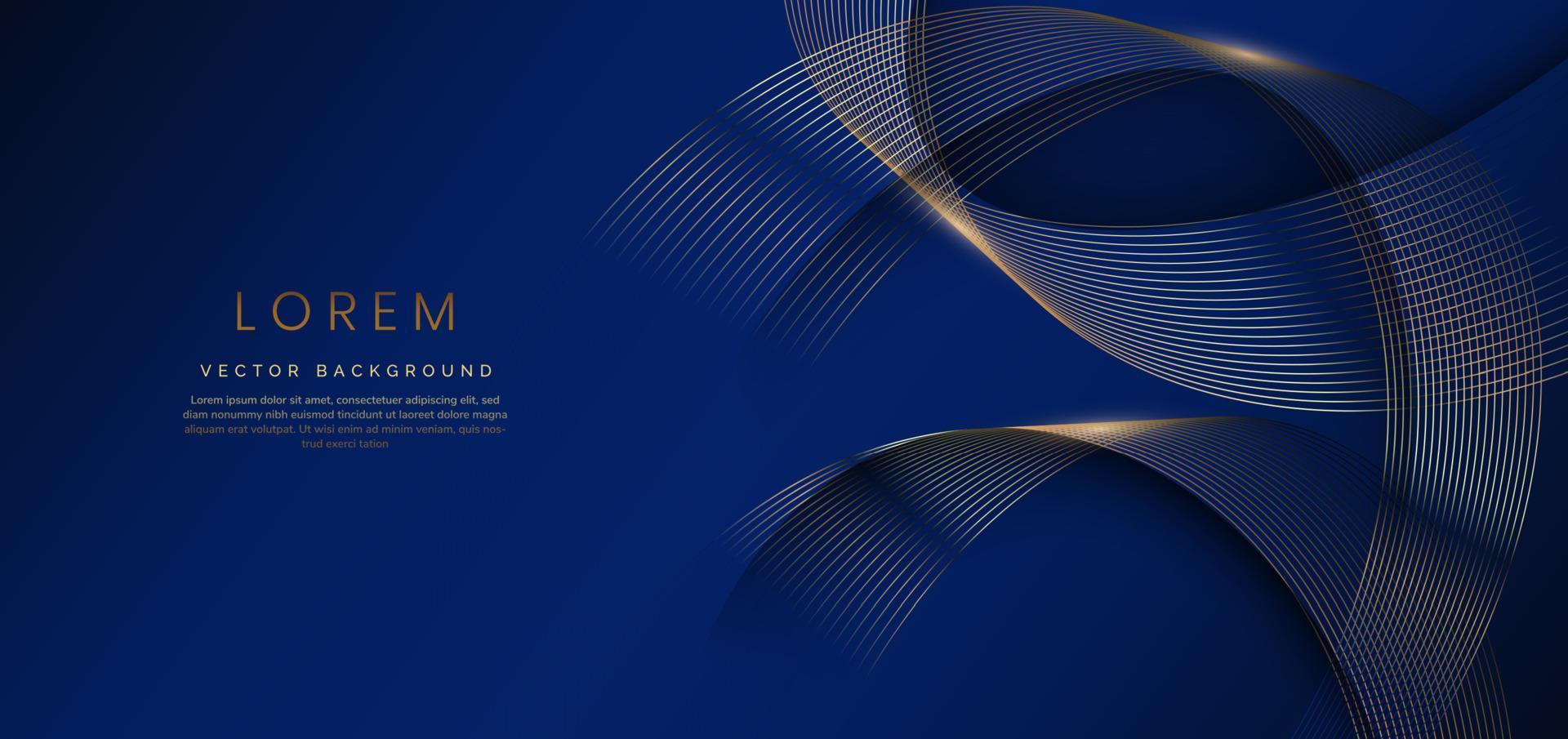 Abstrakte goldene Luxuslinien, die sich auf dunkelblauem Hintergrund überlappen. Vorlage Premium-Award-Design. Vektor-Illustration vektor