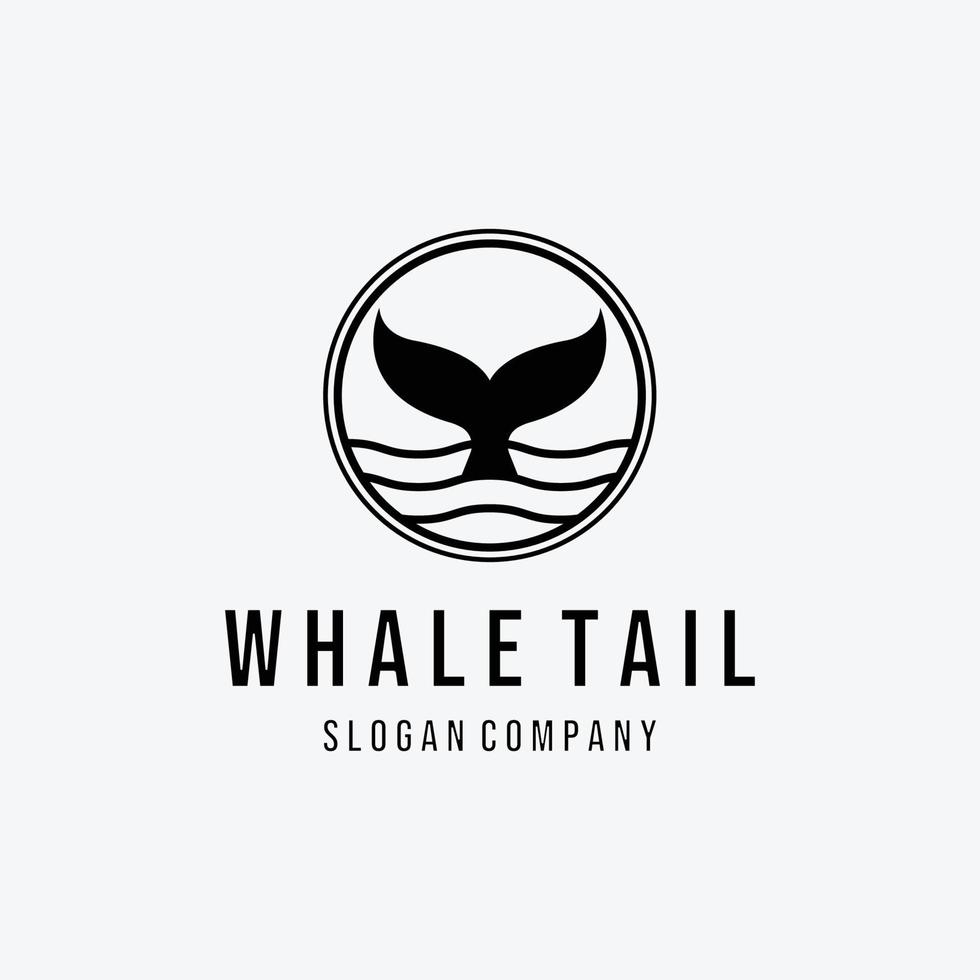 whale tail i ocean deep logotyp vektor, design och illustration av knölval, marint djurliv för fisk vektor