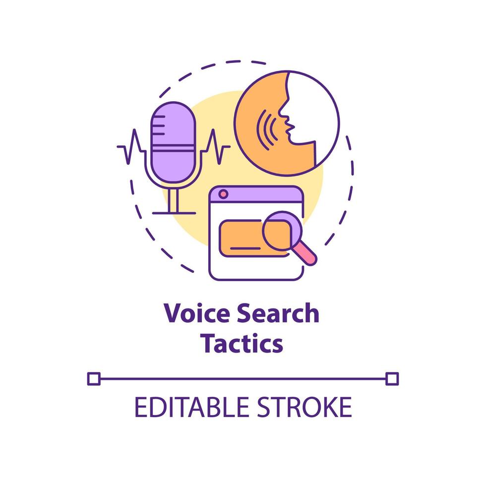 röstsökning taktik koncept ikon. marknadsföringskanal. seo marknadsföring trend abstrakt idé tunn linje illustration. isolerade konturritning. redigerbar linje. arial, otaliga pro-bold typsnitt som används vektor
