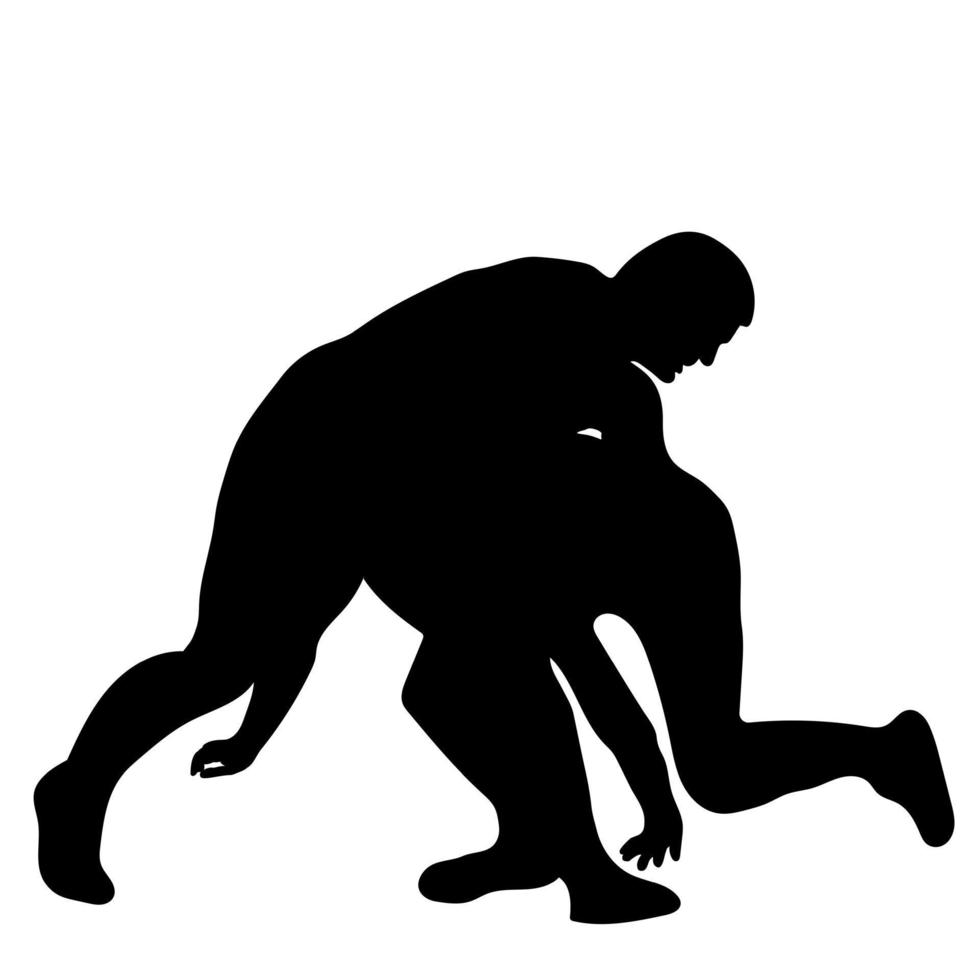 Umrisssilhouette eines Wrestler-Athleten im Wrestling. griechisch-römisch, Freestyle, klassisches Wrestling. Kampfspiel. flacher Stil. vektor