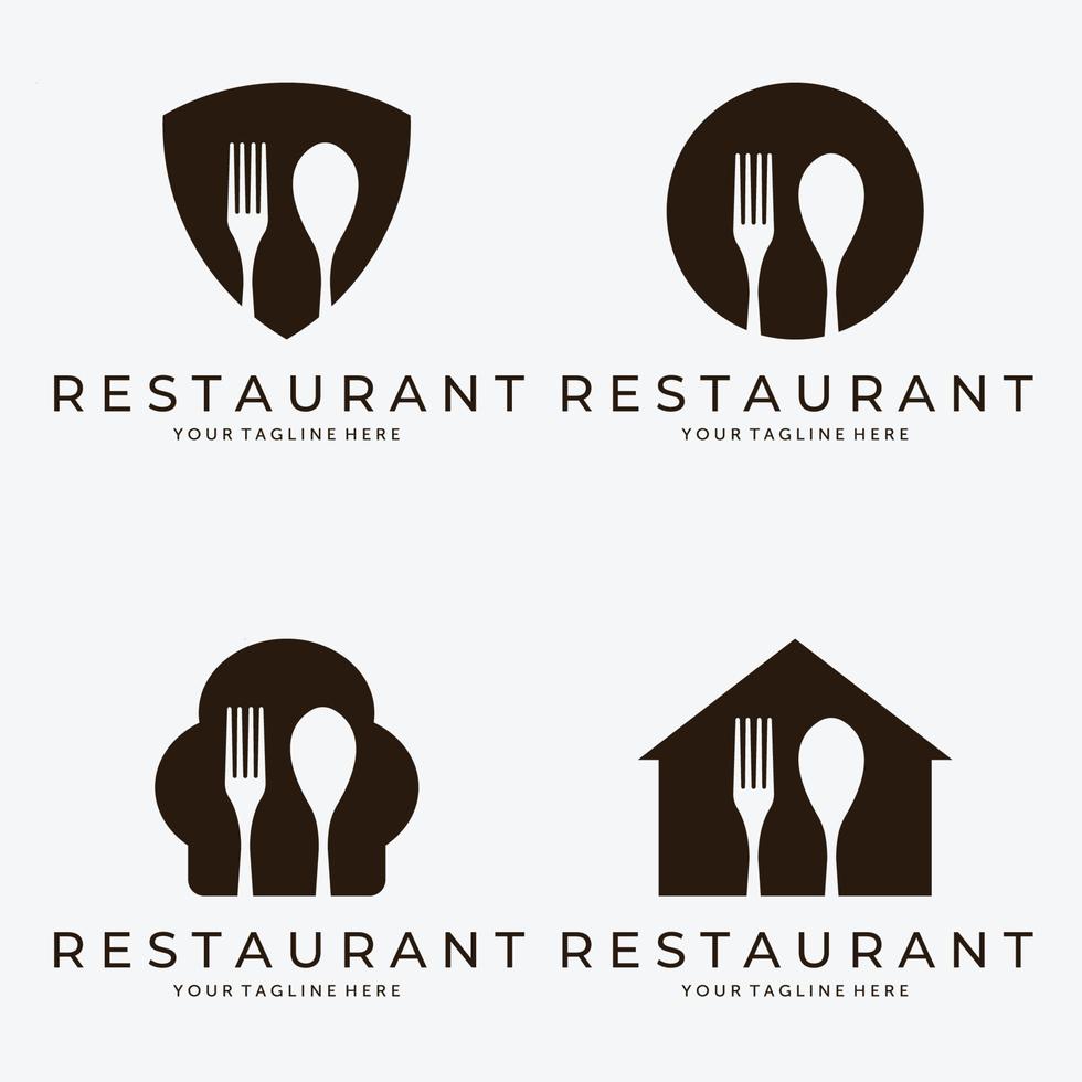 uppsättning bestick smart logotyp vintage illustration design vektor, restaurang logotyp minimalistisk, enkel bistro logotyp vektor